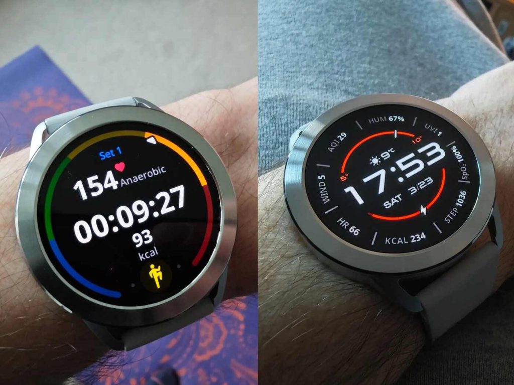 ساعت هوشمند شیائومی s3 درحال نمایش ساعت و اطلاعات سلامتی