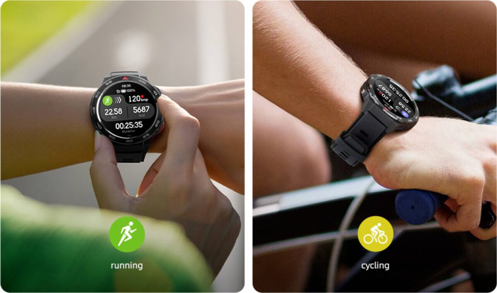 ساعت هوشمند میبرو جی اس پرو در دست دو نفر با مچ باریک در حال ورزش