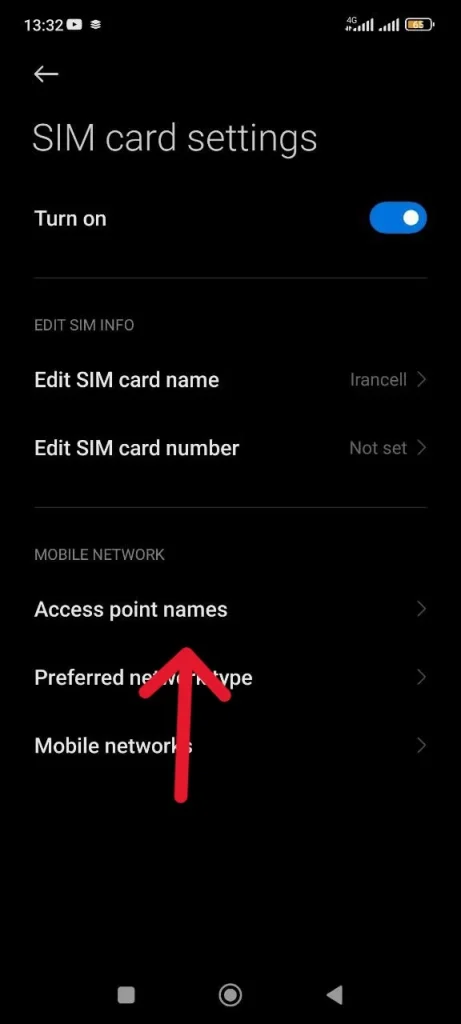 مراحل تنظیمات اینترنت ایرانسل شیائومی