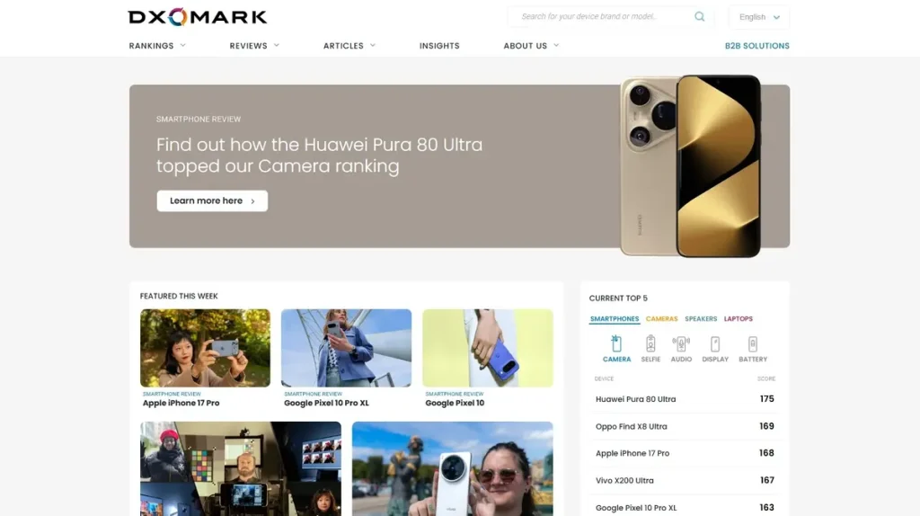 صفحه اصلی سایت DXOMARK