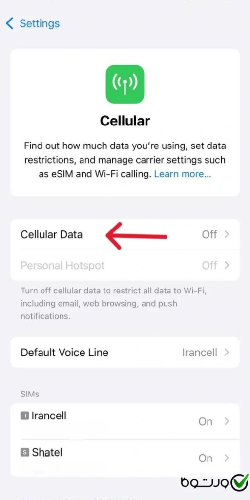 تنظیمات اینترنت ایرانسل ایفون ۰۲