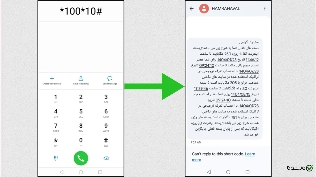 کد دستوری استعلام بسته اینترنت همراه اول ۰۲