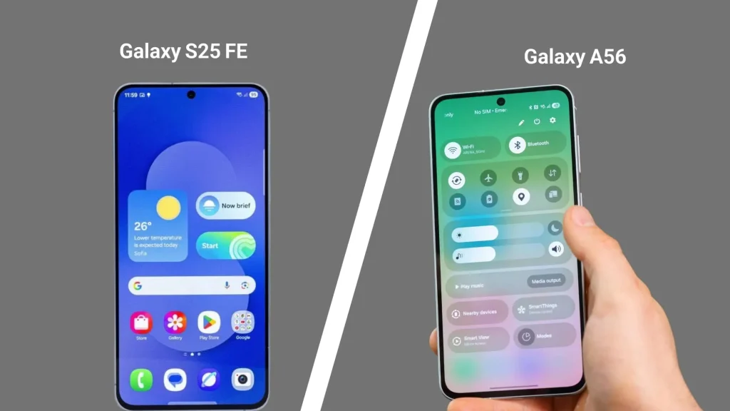 مقایسه نمایشگر گلکسی S25 FE و A56