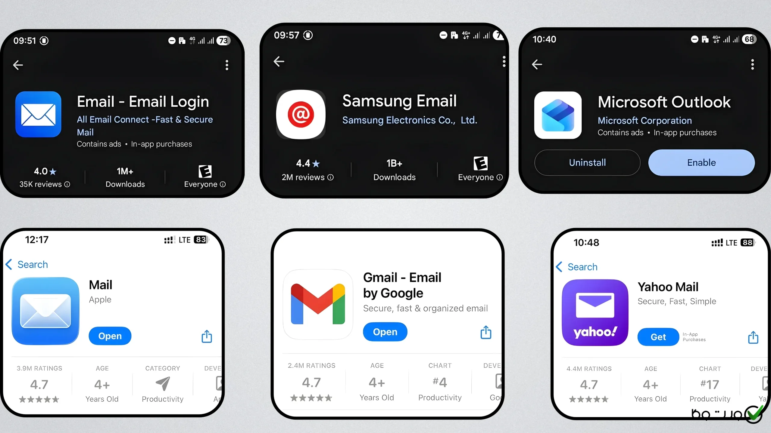 all mail apps انواع اپلیکیشنهای ایمیل