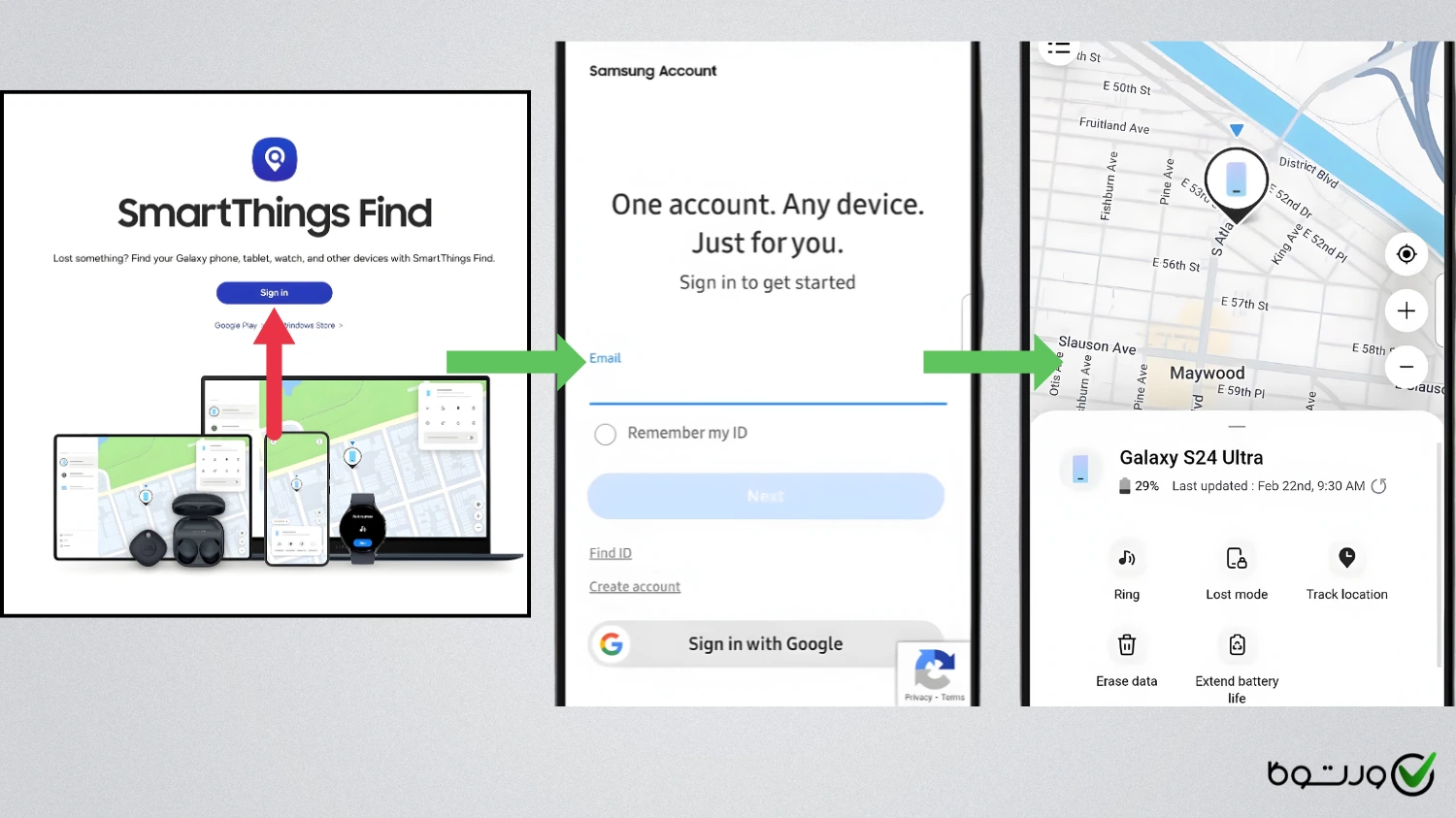 samsung smartthings find procedure ردیابی گوشی سامسونگ از طریق نسخه وب smartthings find