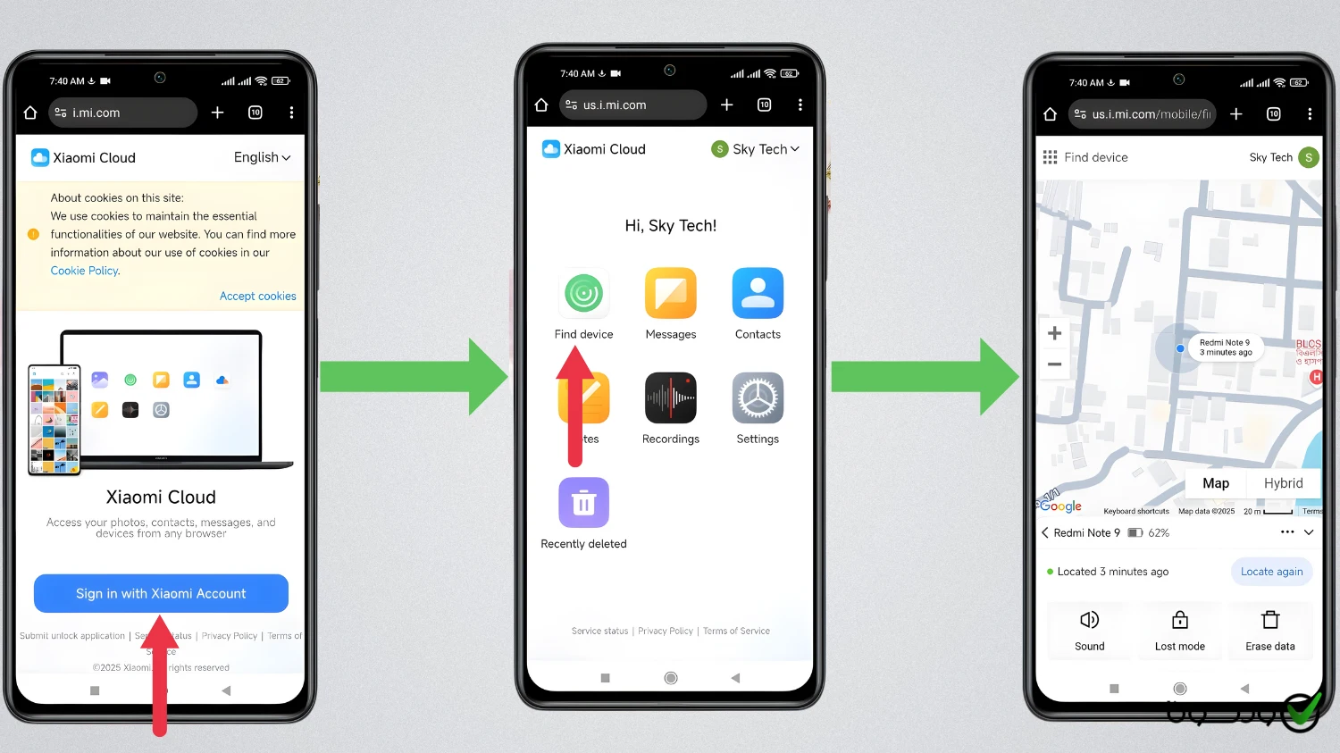 ردیابی گوشی گمشده شیائومی از طریق xiaomi cloud