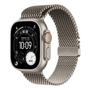 اپل واچ اولترا ۳ سایز ۴۹ میلی‌متری مدل Natural Titanium Case با بند Titanium Milanese