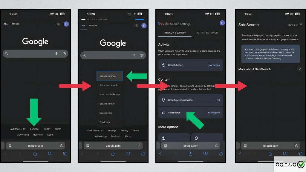 فعال کردن جستجوی ایمن گوگل از طریق جستجو در صفحه اصلی گوگل