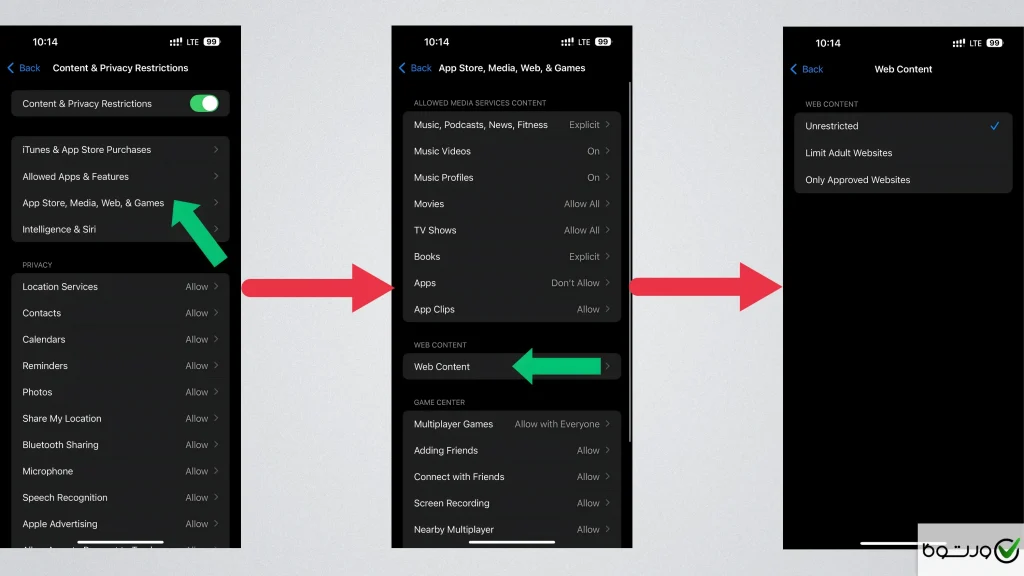 باز کردن جستجوی ایمن قفل شده در ایفون