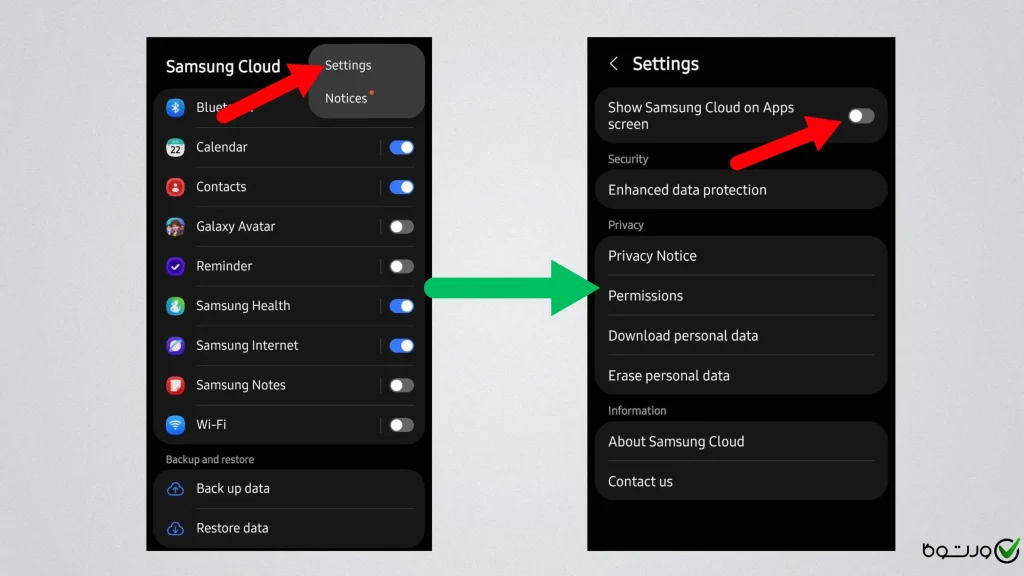 مشاهده آیکون Samsung Cloud در لیست اپلیکیشنها